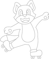 Cat Inline skating Roller skates Sports Animal Vector Graphic Art Illustration