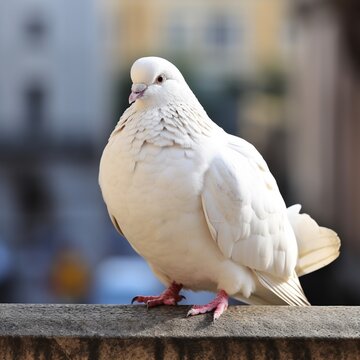 Very nice white pigeon sitting image Generative AI
