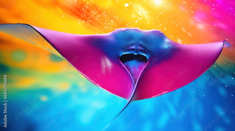 Poster a close up of a colorful object with a blue sky in the background and stars in the sky in the backgr