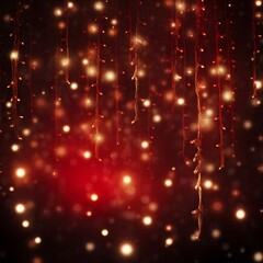 Obraz na płótnie Canvas Abstract background of colorful bright scarlet red defocused bokeh of Christmas lights decoration over black in the night. christmas garland red bokeh lights over dark background