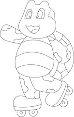 Turtle Inline skating Roller skates Sports Animal Vector Graphic Art Illustration