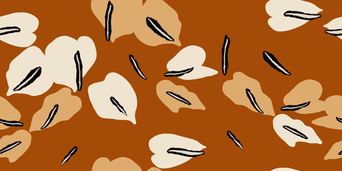 Seamless floral pattern beautiful flowers vector. Abstract pattern. Modern design template. Hand drawn style.
