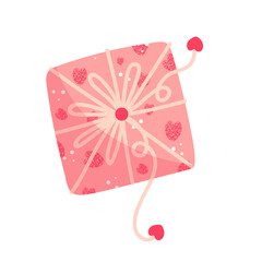 Gift in festive packaging for Valentine's Day.Vector graphics.