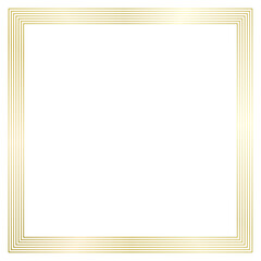 Golden metal frame isolated on white. Vector frame for text, photo, certificate, pictures, diploma, card, invitation. Square luxury frame