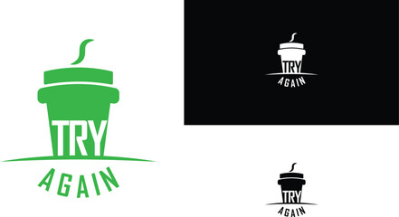 Fototapeta premium Cafe , Cafe Logo , Logo , Logo Design , Minimal Logo , Mascot Logo , Tryagain Logo