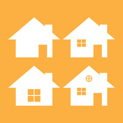 Real estate design over yellow background, vector illustration. Eps 10. set property icon symbol. Home button for website, app icon. Design elements of buildings, houses, property.