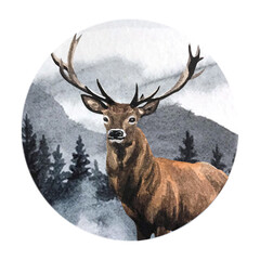 Watercolor Deer Illustration