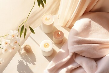 spa wellness setting with white candles