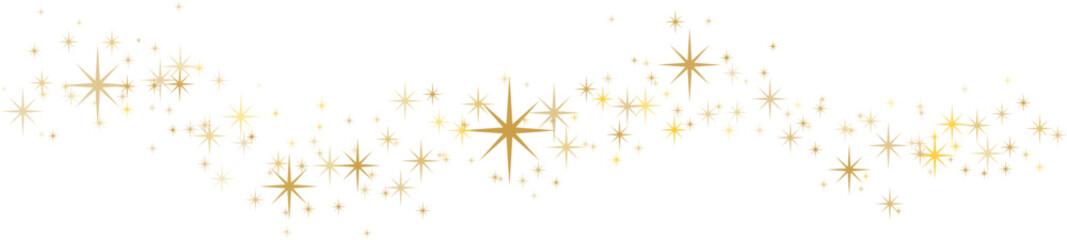 Golden star banner wave vector clip art illustration, sparkling design element for the holidays