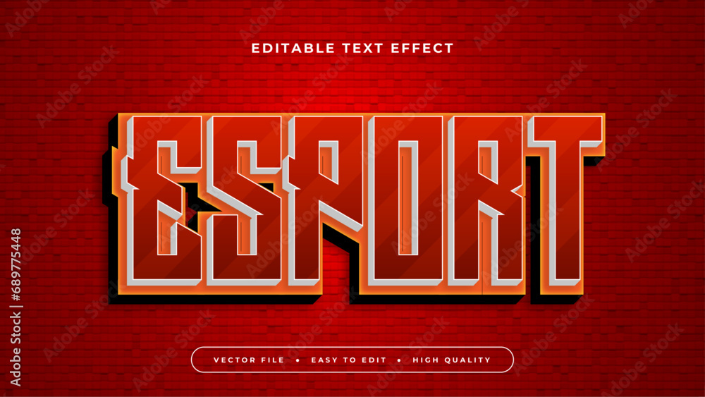 Poster Red and orange esport 3d editable text effect - font style