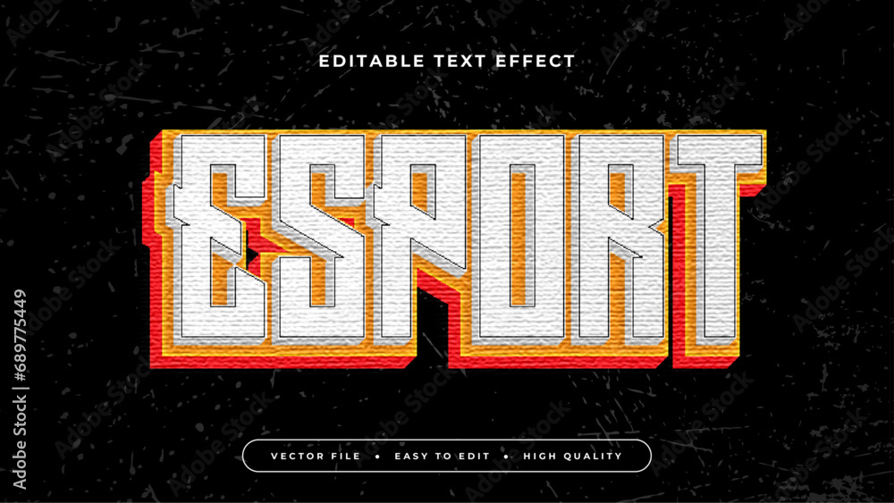 Poster white black and orange esport 3d editable text effect - font style