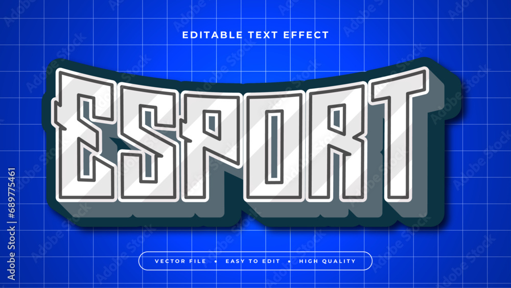 Poster blue white and gray grey esport 3d editable text effect - font style