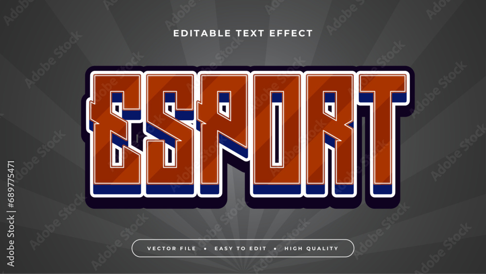 Poster gray grey blue and red esport 3d editable text effect - font style