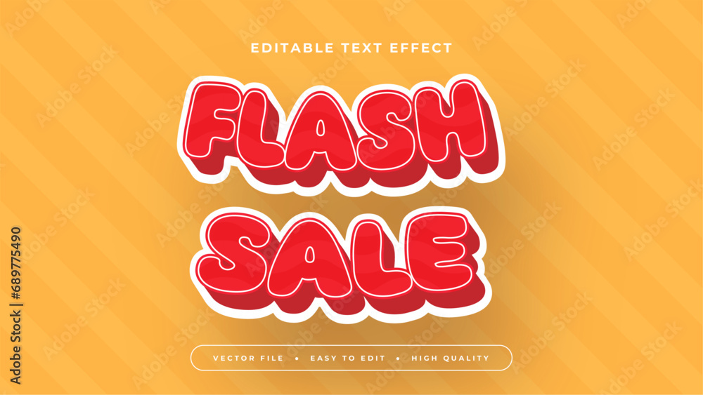 Poster orange red and white flash sale 3d editable text effect - font style