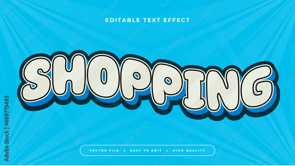 Poster Blue shopping 3d editable text effect - font style