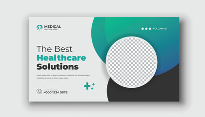 Creative medical healthcare YouTube thumbnail and web banner template	