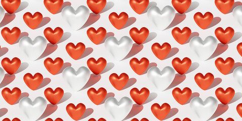 Love 3d heart set, color hearts. Happy Valentines Day - Love you label, 3d love banner. Pattern with heart.