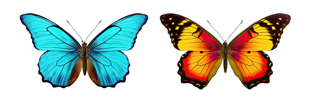difference of full color tropic butterfly On Transparent Background