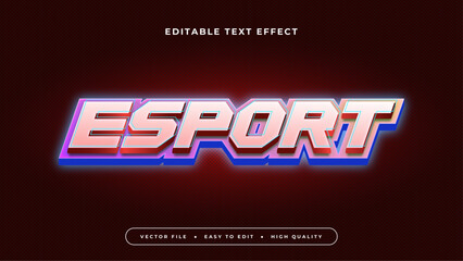 Red blue and purple violet esport 3d editable text effect - font style