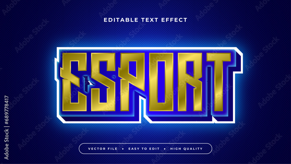 Poster blue and yellow esport 3d editable text effect - font style