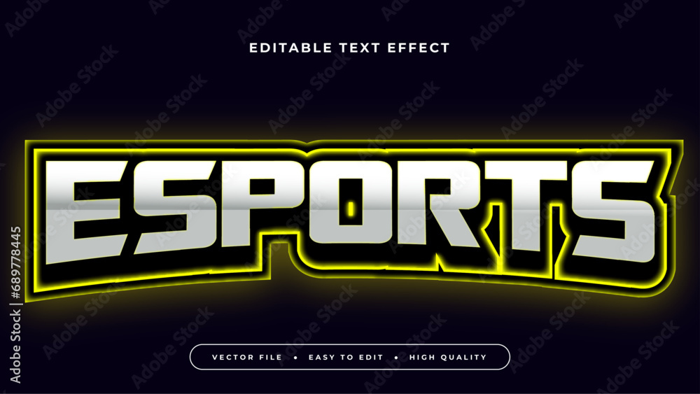 Poster black yellow and gray grey esport 3d editable text effect - font style