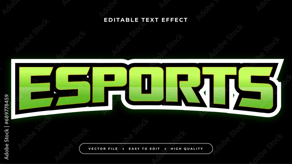 Poster black green and white esport 3d editable text effect - font style