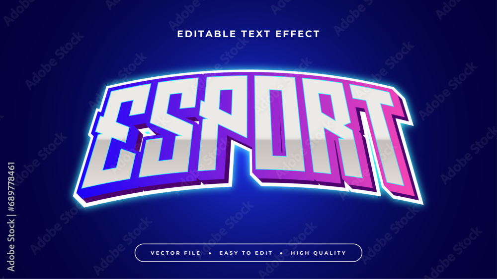 Poster blue and purple violet esport 3d editable text effect - font style