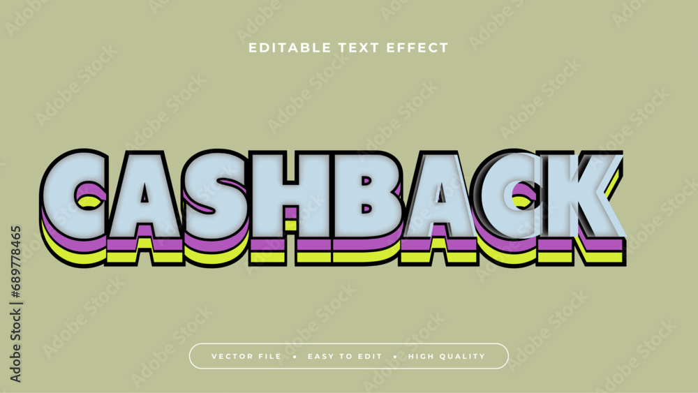 Poster Colourful colourful cashback 3d editable text effect - font style