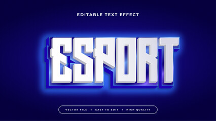 Blue and white esport 3d editable text effect - font style