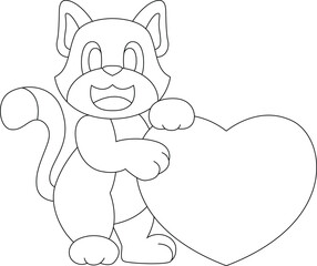Cat Heart Animal Vector Graphic Art Illustration