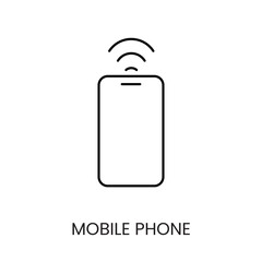 Contactless payment line icon vector mobile phone