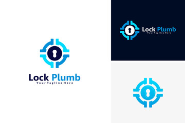 Lock plumb logo, target logo, construction icon logo design vector template