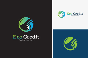 Nature eco money logo design vector, finance business icon design template - obrazy, fototapety, plakaty