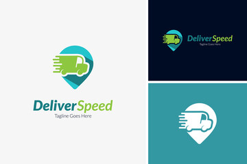 Deliver speed expedition logo design vector, transportation logo design template
