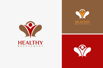Healthy food logo, healthy restaurant icon logo design vector template