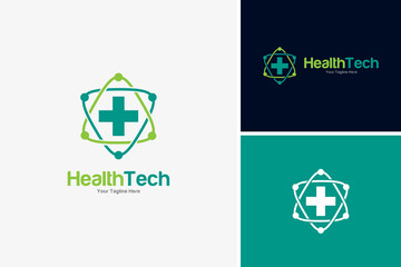 Minimalist health tech icon logo design vector, health care logo design template