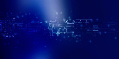 2d illustration Abstract futuristic electronic circuit technology background