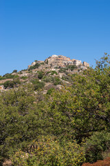 Fototapeta na wymiar View of the mountain village of Sant Antonio in Balagne, Corsica, France