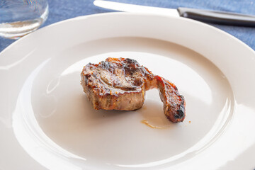 Grilled Lamb chop plate close up