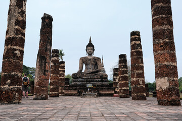 ancient temple in archaeological site in sukhothai, thailand