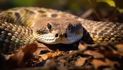 Close-Up of a Diamondback Rattlesnake on the Ground