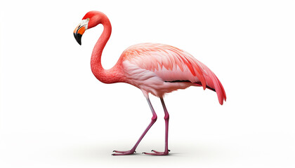pink flamingo isolated on white