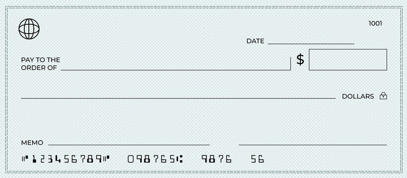 Blank money bank cheque.