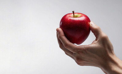 A hand holding red apple, AI generated
