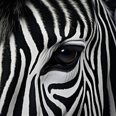 a close up of a zebra's eye