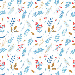 Winter seamless pattern with Christmas tree branches