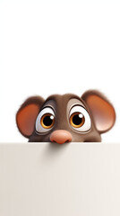 A lovely, cute peeking cartoon rat. Phone wallpaper.