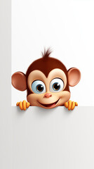 Love, cute peeking monkey. Phone wallpaper.