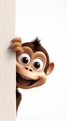 Love, cute peeking monkey. Phone wallpaper.