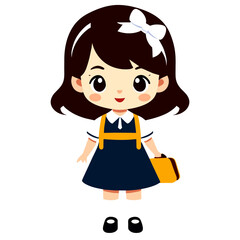 Cheerful Schoolgirl with Backpack - SVG Illustration, Back-to-School Vector Art - Adorable Girl with Bag